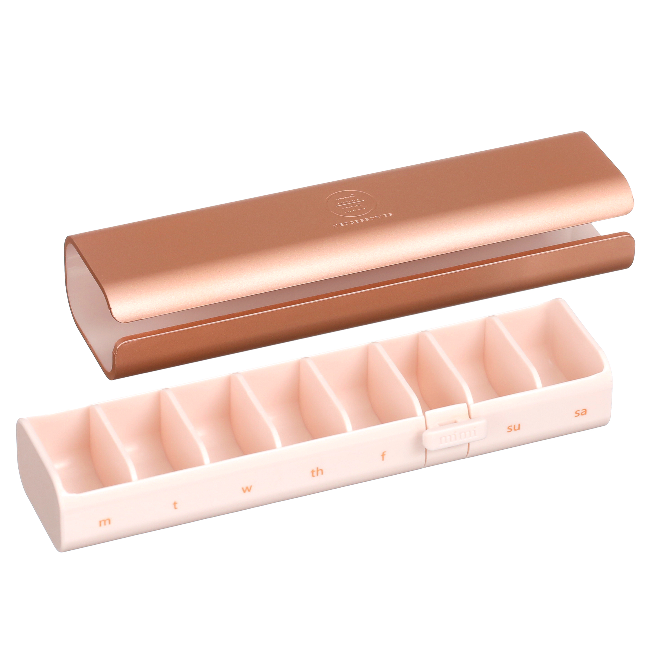 7 Day Pretty Pillbox | Wide Weekly Pill Organizer for Vitamins, Supplements & Pills by Mimi Medcessories | Rose