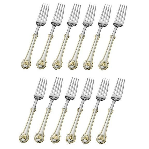 Wallace Napoleon Bee Gold Accent 18/10 Stainless Dinner Fork (Set of Twelve)
