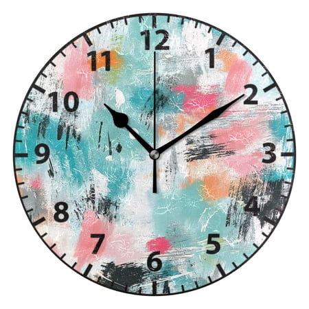 Modern Splash Color Pattern Wall Clock Modern Small Clock Black Hands for Office, Home, Bedroom,School 9.84in