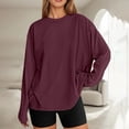 thumbnail image 2 of Womens Work Shirts Long Sleeve Tops Fashion Oversized Casual Basic Crewneck Fall Clothes for Women Tees Blouses, 2 of 6