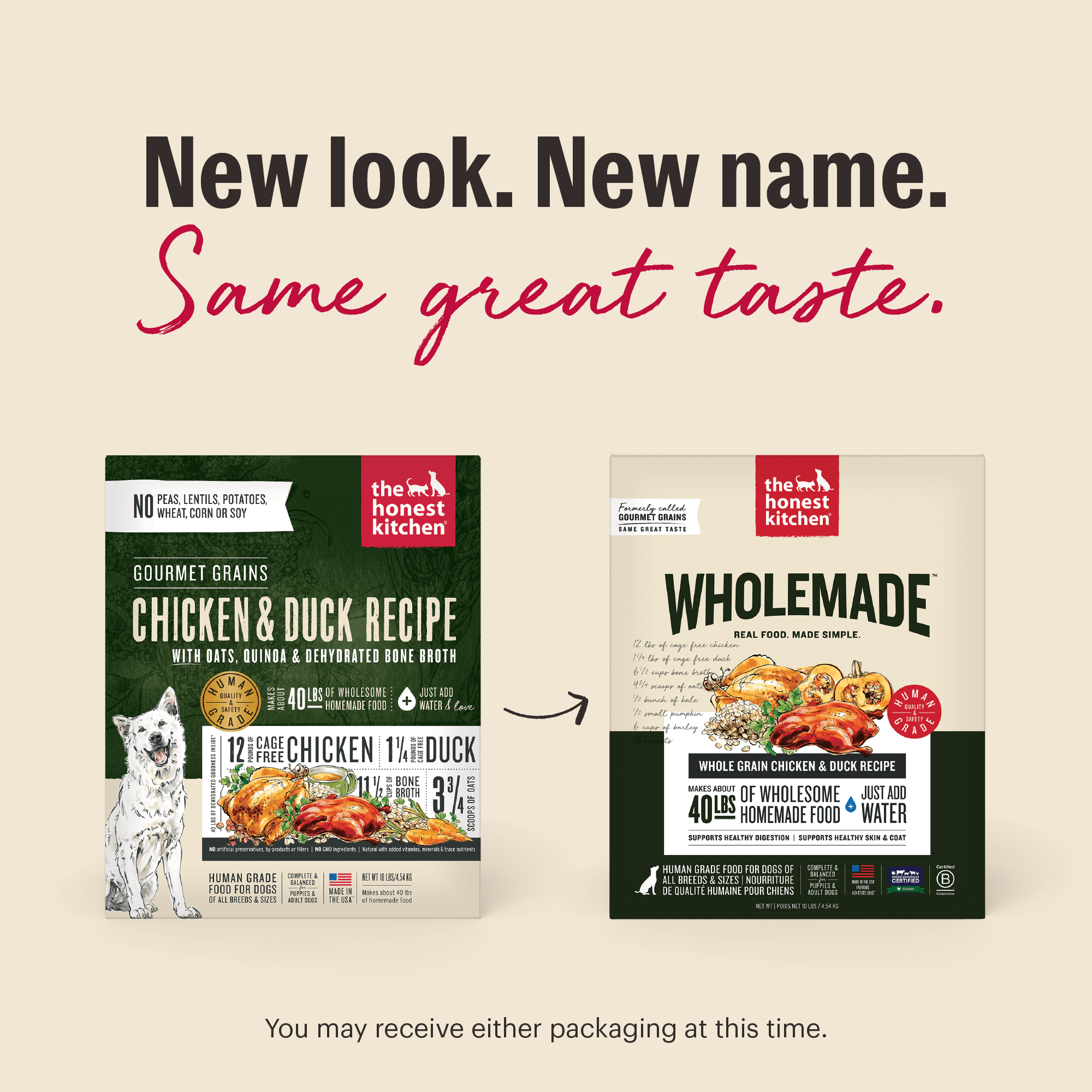 The Honest Kitchen Wholemade™ Whole Grain Chicken & Duck Dog Food, 10 lb Box