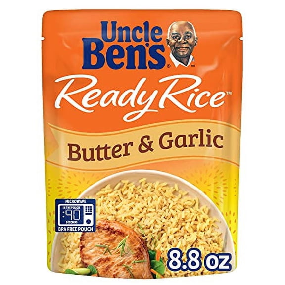 UNCLE Ben's Ready Rice: Butter & Garlic Rice, Ready to Heat 8.8 Oz Pouches, Pack of 6