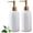 White-2pcs, variant on Refillable Soap Dispenser for Kitchen Sink,Small Gold Ceramic Lotion Pump Bottle for Bathroom Countertop Sink, Round Hand Soap Dispenser Bottle with Golden Stripe for Laundry Shower Liquid (Green)
