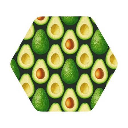 

Fuzoiu Avocado Print Leather Coasters Set Drink Coasters Set of 6 for Tabletop Protection Durable PVC Coasters Home Décor and Housewarming Gift Hexagon