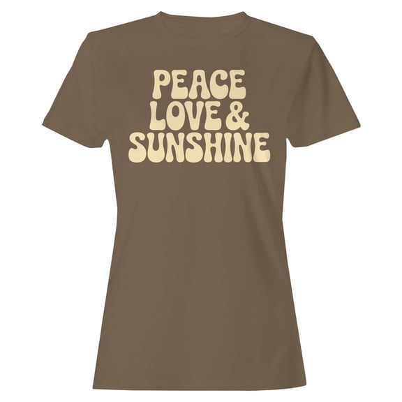 Smartprints Peace Love & Sunshine Women's T-Shirt Brown Savana, Cotton, S