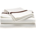 thumbnail image 1 of Modern Luxury 300-Thread Count Hotel Cotton Solid Casual Deep Pocket Sheet Set, King, White/Choco by Blue Nile Mills, 1 of 1