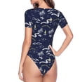 thumbnail image 3 of Uemuo Hawaiian Style Pattern Women's One Piece Short Sleeve Swimsuit Rash Guard Surfing Modest Quick-drying Swimsuit Beach Essentials-Large, 3 of 9