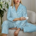 thumbnail image 6 of Vsdgher Snowflake Snowing Pajamas Set Long Sleeve Sleepwear Womens Button Down Nightwear Pj Sets-Small, 6 of 7