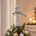 thumbnail image 3 of Rysoverian Christmas Reindeer Tree Topper, Spring Base Leaping Deer Ornament for Christmas Tree Holiday Decoration, 3 of 7