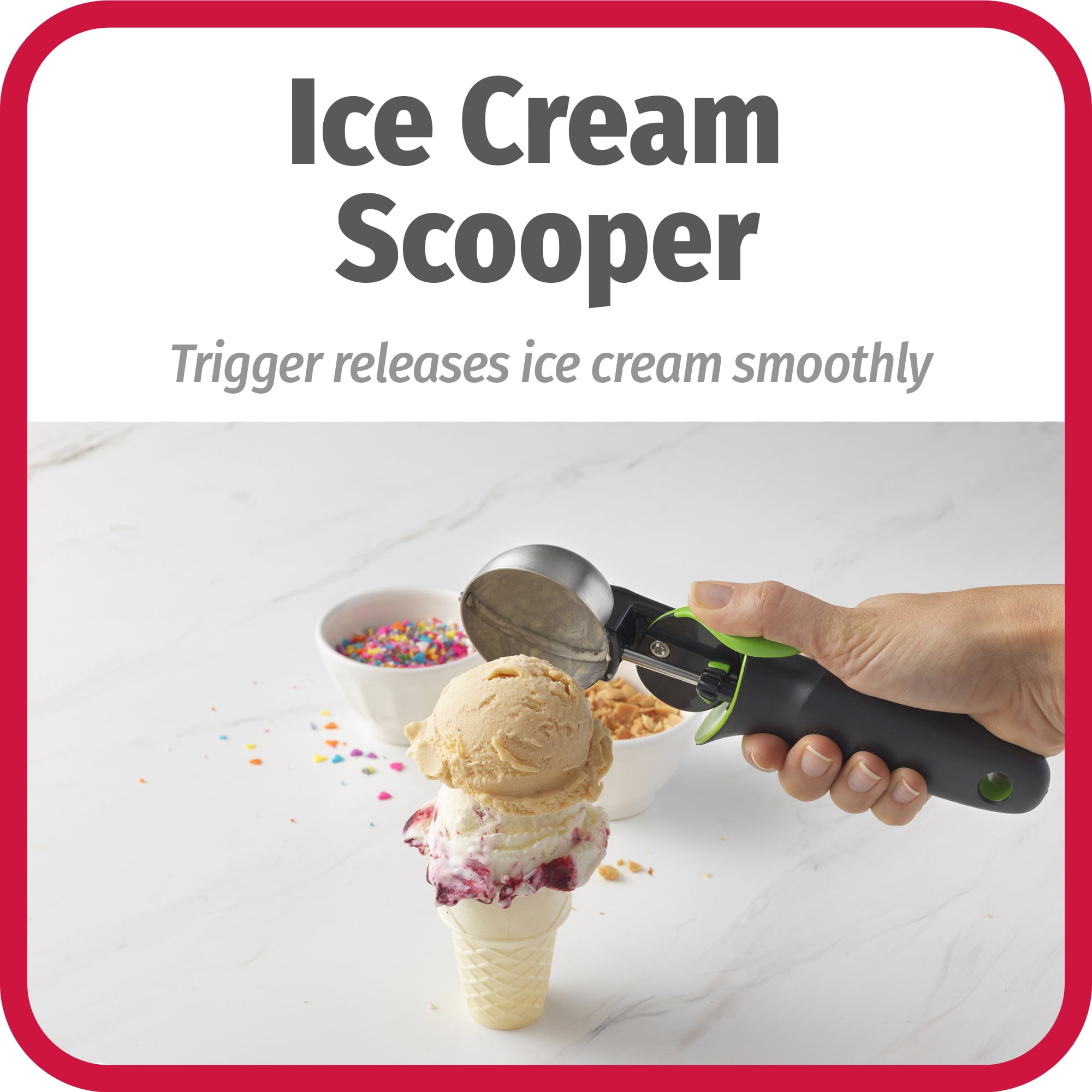 Jayvar Ice Cream Scoop Set,Portable Stainless Steel Ice Cream Scoop with  Trigger and Comfortable Handle,Icecream Scoop Spoon Perfect for DIY Ice