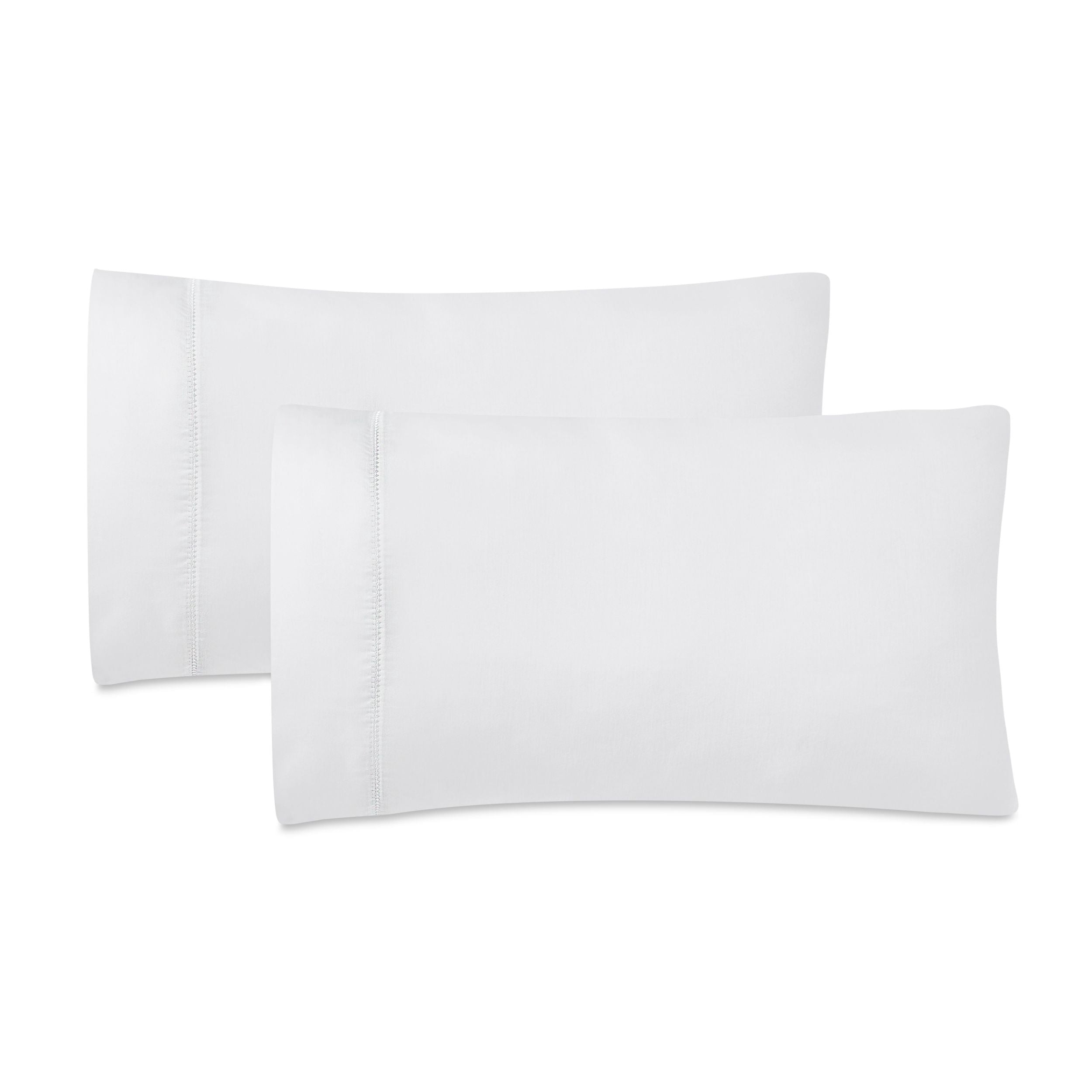 Superior Cotton Blend 600 Thread Count Embroidered Pillowcases , Set of 2, Standard Size, White