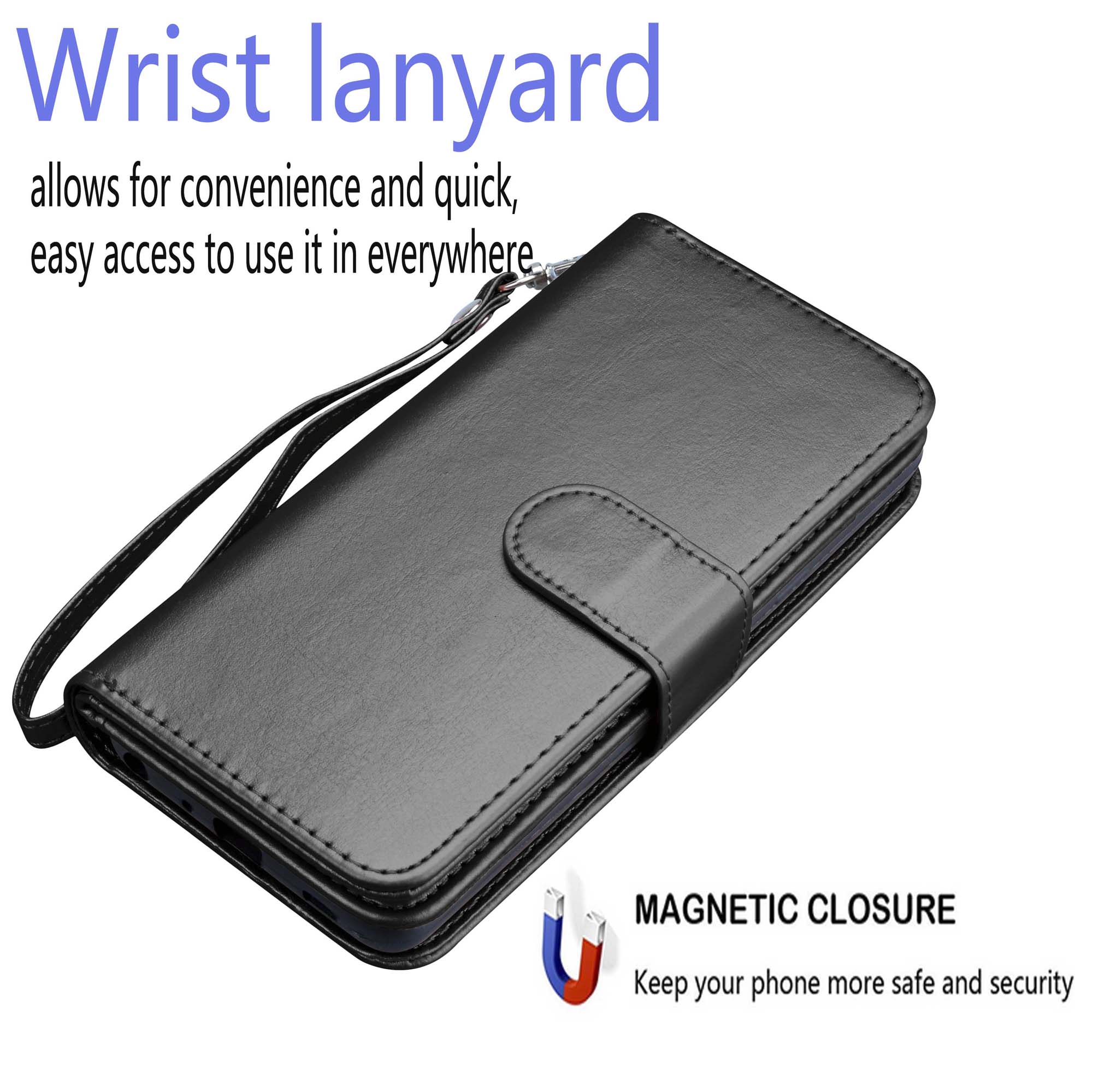 Njjex Wallet Case For 5.5" Samsung Galaxy J7 2018 / J7 V 2nd Gen / J7 Refine / J7 Aero / J7 Eon / J7 Top / J7 Crown / J7 Aura, Wallet Case PU Leather Flip Cover Wrist Strap & Kickstand Black - image 5 of 5