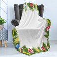 thumbnail image 4 of Christmas Soft Flannel Fleece Throw Blanket, Fir Branches Square Framework Xmas Noel Celebration in Vibrant Colors, Cozy Plush for Indoor and Outdoor Use, 70" x 90", Multicolor, by Ambesonne, 4 of 5