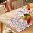 thumbnail image 4 of Retro Pink Flower Placemats Set of 4 Purple Leaf Plant Country Watercolor Heat Insulation Washable Place Mats, Non-Slip Table Mats for Dining Table Party Kitchen Decor,13x19 Inch, 4 of 9