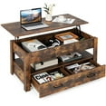 thumbnail image 2 of Spaco Lift Top Coffee Table with 2 Storage Drawers and Hidden Compartment-Rustic Brown, Modern Coffee Table for Living Room Office Reception, 2 of 7