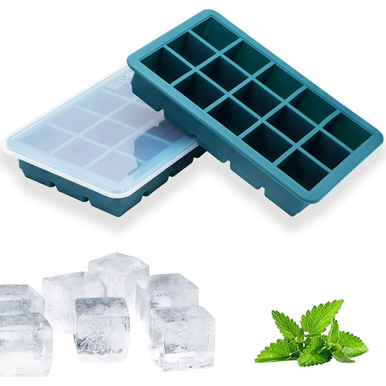  Ice Cube Tray with Lid and Bin, 24pcs Ice Cube Molds and 4pcs  Popsicles Molds with 4 Reusable Popsicle Sticks, 1 Ice Scoop, Ice Cube Trays  for Freezer, Whiskey, Cocktails (Blue)