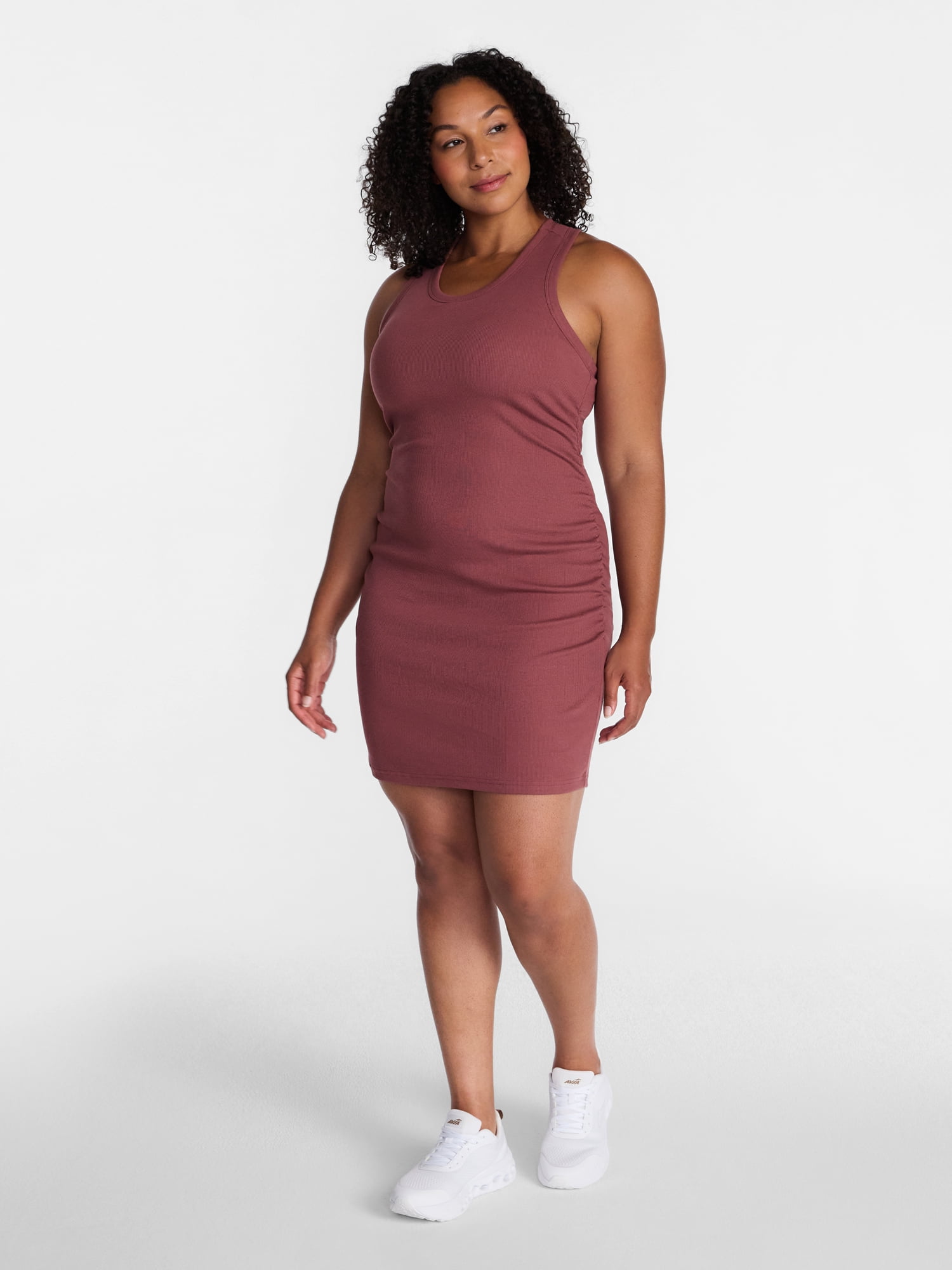 Avia Women's Ruched Ribbed Dress, Sizes XS-XXXL