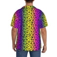thumbnail image 5 of Naloa Animal Paw Rainbow Men's Loose Fit Cuban Collar Short-Sleeve Shirt with Button-down and Chest Pocket for Everyday Wear Outings - Large, 5 of 7