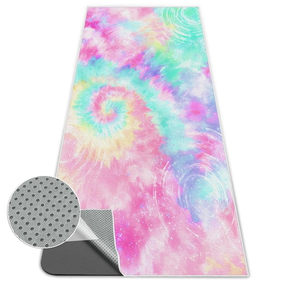 Poedist Yoga Mat Towel, Hot Yoga Towel High-Definition Pattern, Machine Washable with Ultra-Absorbent Yoga Towels for Hot Yoga Non Slip for Fitness, Exercise, Pilates, 72 x 27 in,Purple &Green