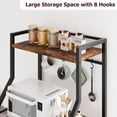thumbnail image 3 of 4-Tier Kitchen Bakers Rack,Microwave Oven Stand with Large Wire Basket Kitchen Utility Storage Shelf with 8 Hooks for Organizer,Black + Retro, 3 of 8