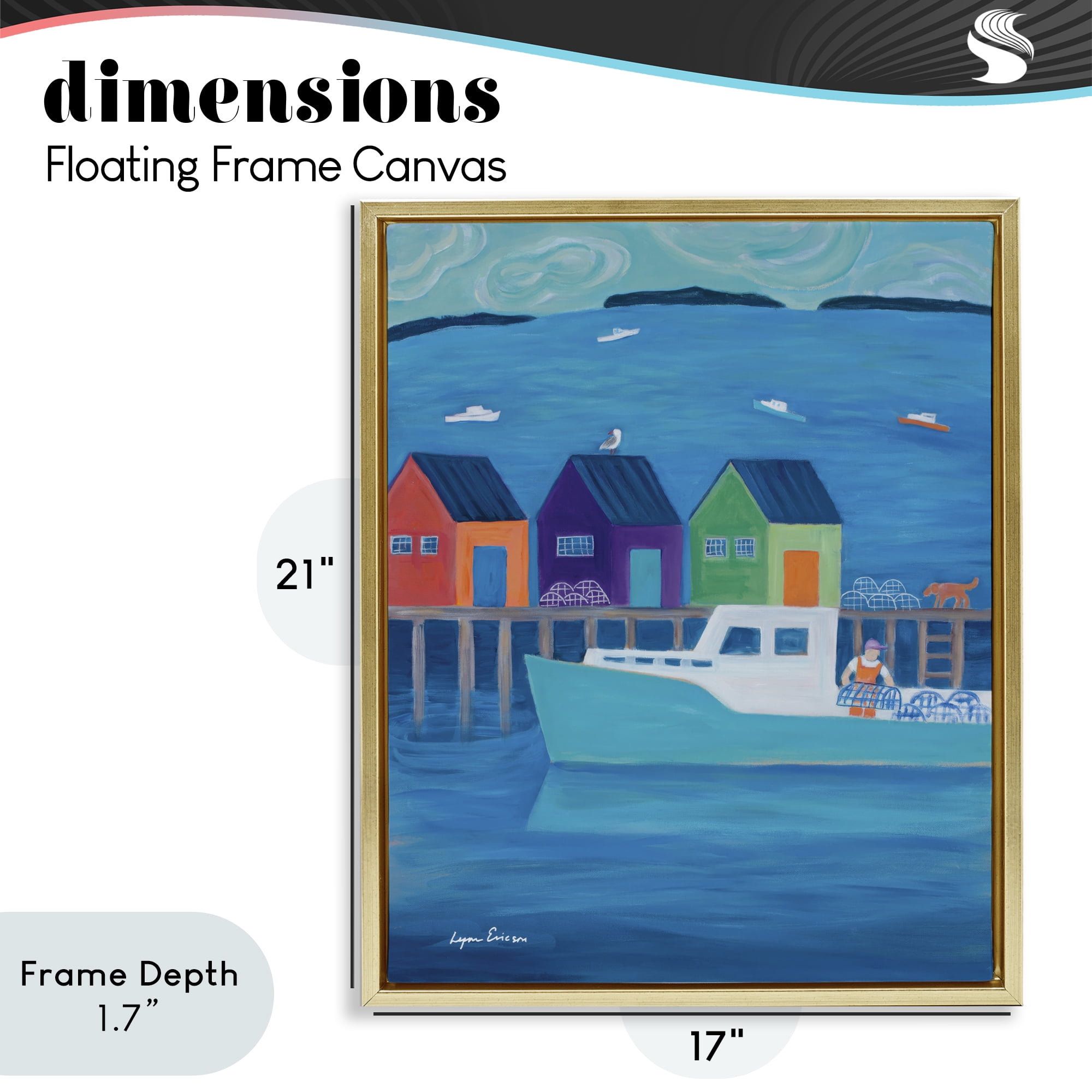 Stupell Industries Out Hauling Traps Gold Framed Floater Canvas Wall Art, design by Lynn Ericson Fine Art