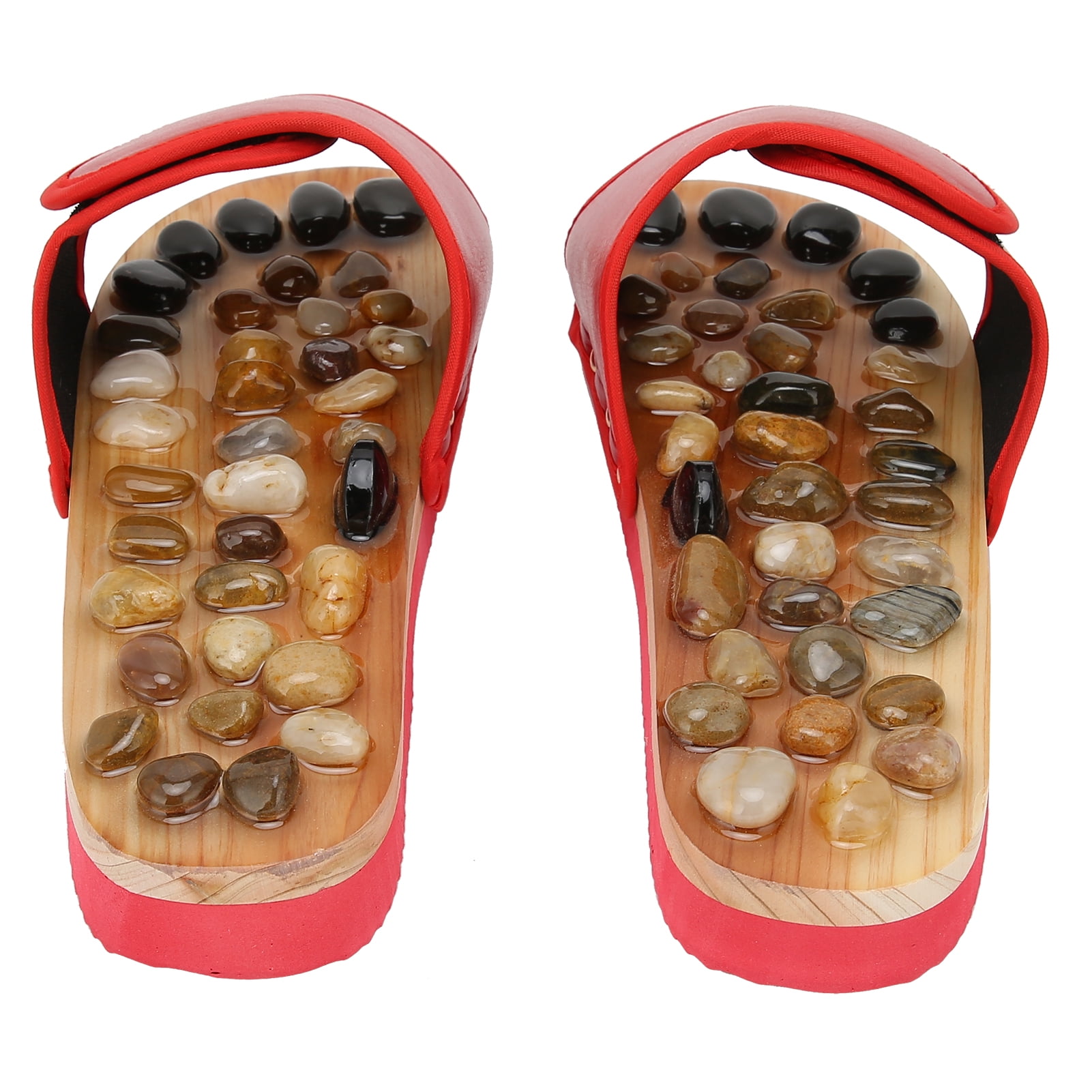 BOKYAN Acupressure Foot Massager Sandals Reflexology Therapy Slippers Red Size 37-38 (10.24 in / 26 cm) for Muscle Tension Relief