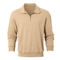 thumbnail image 4 of CAIVO Men's Washed Long Sleeve Lapel V-Neck Zipper Sweatshirt Long Sleeve Relaxed Fit Drop Shoulder Casual Pullover Tops Comfortable Breathable Soft Fabric Birthday Wear, 4 of 7