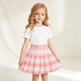 thumbnail image 4 of Girls Elastic Waist Pleated Skort, Anti-Runout Inner Shorts Plaid Solid Color A-Line Uniform Skirt for Elementary Students Campus Daily Casual Wear(Pink,160), 4 of 4