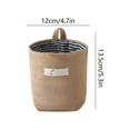thumbnail image 3 of Naittoop Small Rustic Linen Hanging Storage Basket 4.7*5.3in Wall Mount Organizer Bag with Striped Lining for Versatile Kitchen Bathroom Home Key Mail Cosmetics Holder, 3 of 6