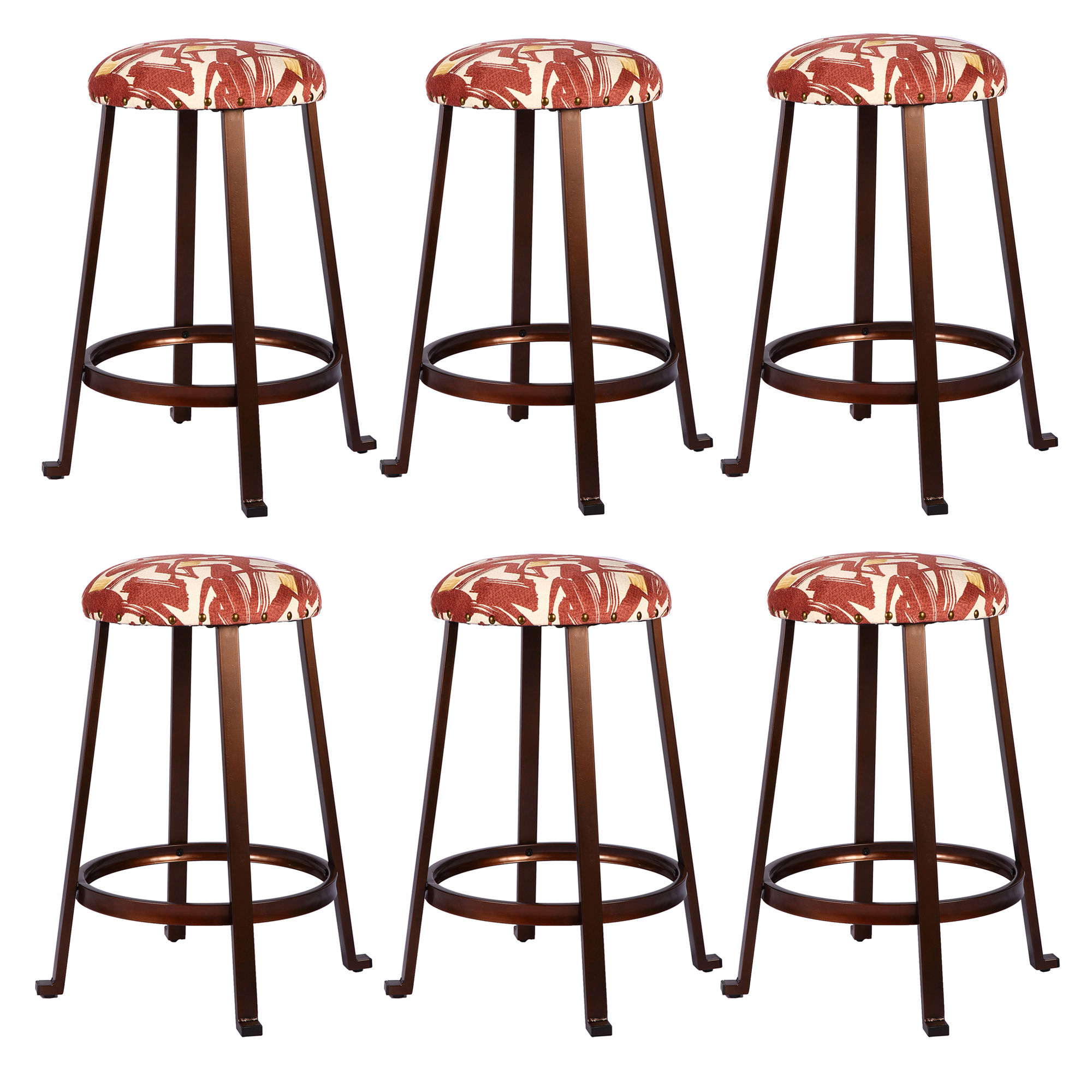 GIA Design Group 24 Inch Round Red Leaf Counter Height Stool,Kicthen