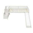 thumbnail image 4 of Twin Low Loft Bed with Slide and Storage Staircases, Solid Wood Loft Bed Frame with Underbed Storage Area and Full-Length Safety Guardrails for Boys Girls Bedroom, No Box Spring Needed, White, 4 of 7