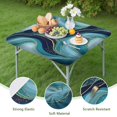 thumbnail image 4 of Blue Marble Gold Wave Pattern Square Fitted Tablecloth with Elastic Edge,Square Table Cover,Washable Elastic Table Cover for Home Kitchen Party Decor 34"x34", 4 of 6