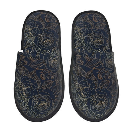 Balery Copper-Gold Gloss Outline Rose Slient Indoor Furry Fleece Comfort House Shoes Soft Non-Slip Home Shoes Cotton slippers House Slippers-- Medium