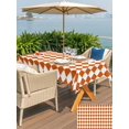 thumbnail image 5 of Outdoor Tablecloth with Umbrella Hole for Patio/Picnic/Party/Camping, Orange Plaid Waterproof Table Cloth Rectangle Table Cover Washable, Modern Minimalist Geometric Gingham Checkered (60"x 102"), 5 of 8