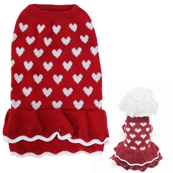 Small Dog Sweaters Female Girl Winter Warm Dog Princess Dress Clothes for Dachshund Chihuahua Corgi