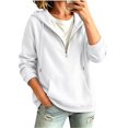 thumbnail image 5 of Women's Hoodies Long Sleeve Drawstring Pullover Half Zip Up Solid Color Drop Shoulder Sweatshirts with Pocket, 5 of 9