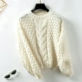 thumbnail image 7 of HAiming Hollow out Knitted Sweater for Women Long Sleeve Crewneck Retro Casual Loose Lightweight Pullover Jumper Tops, 7 of 7