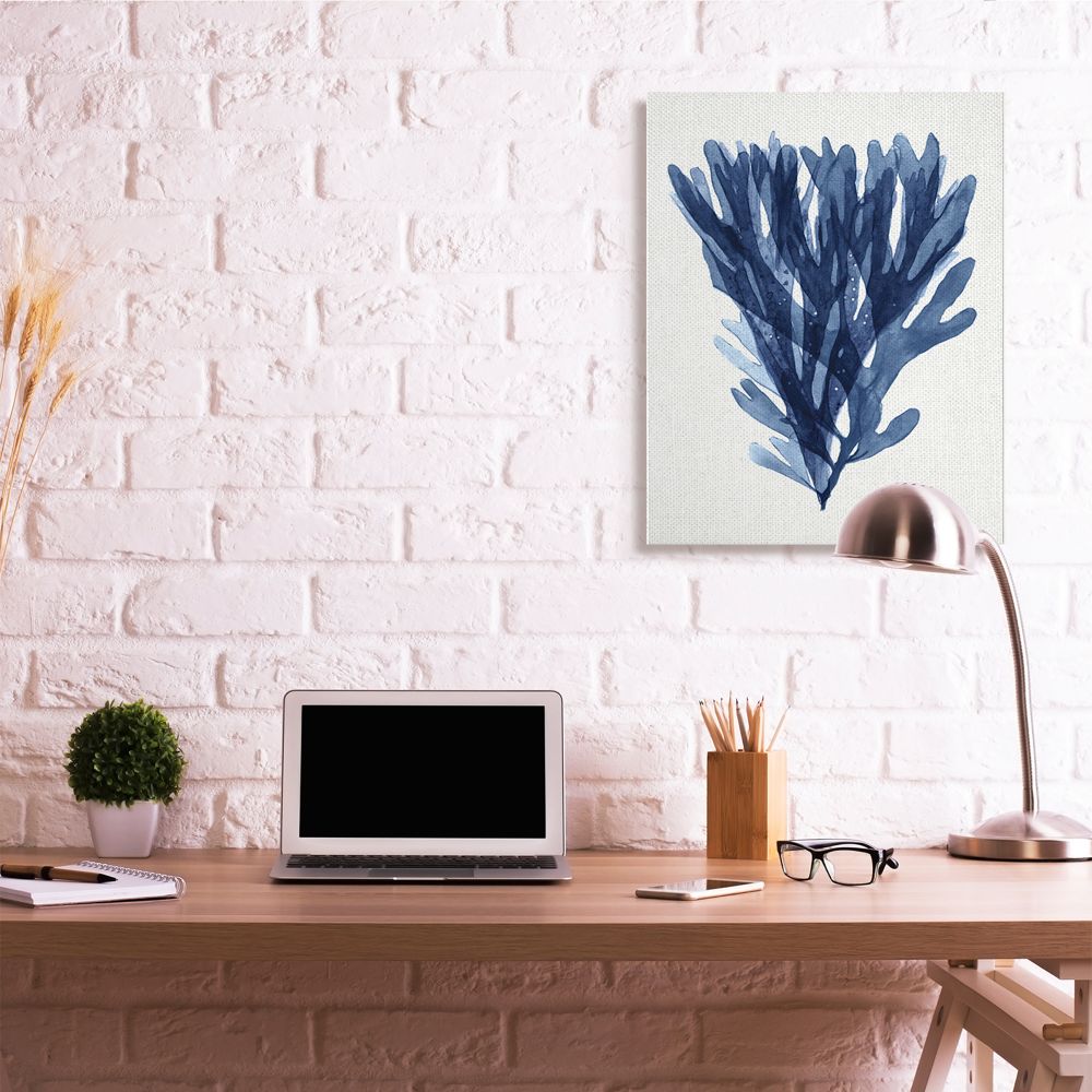 Stupell Industries Nautical Blue Sea Kelp over Minimal White Designed by Stellar Design Studio