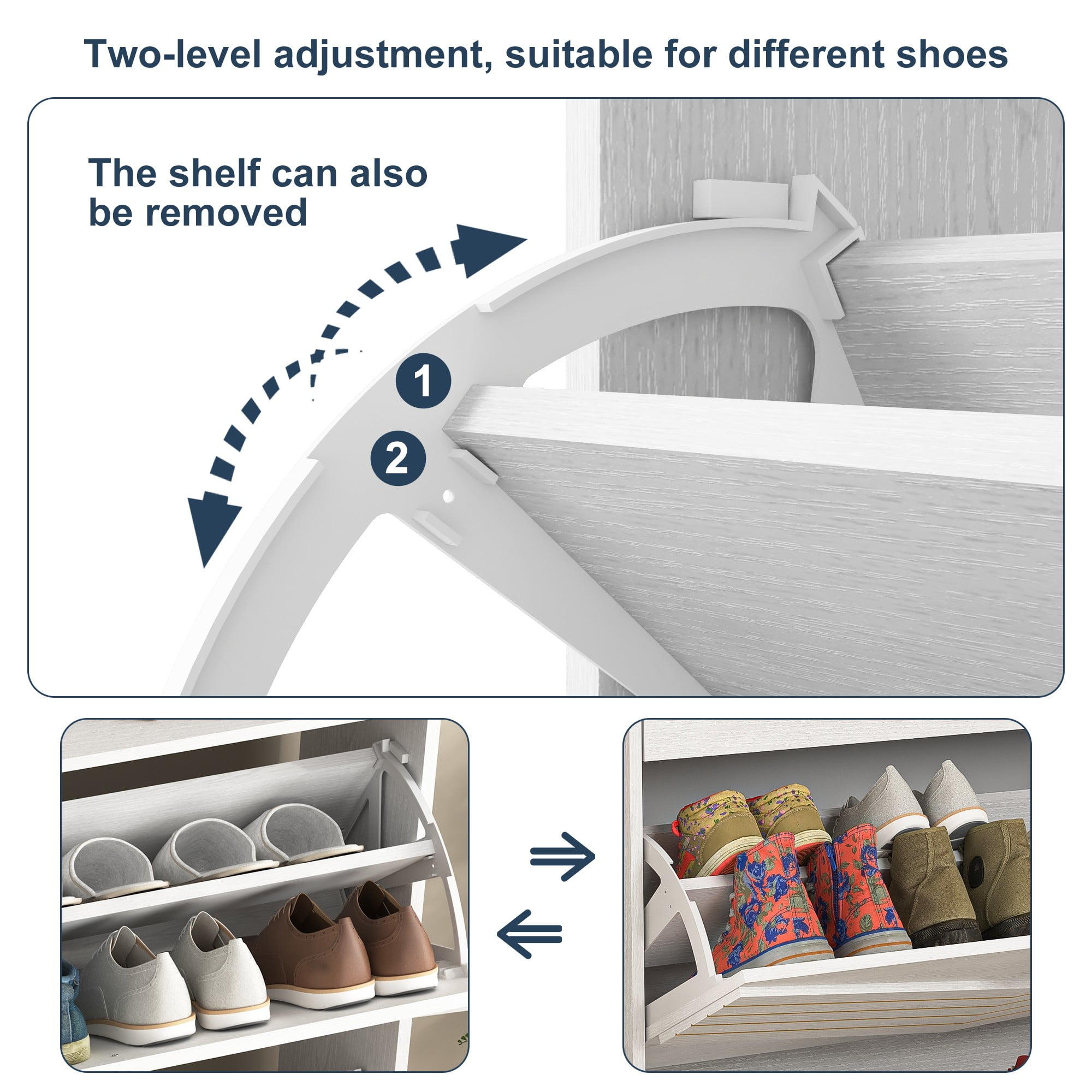 Finihen Shoe Storage Cabinet with 2 Flip Drawers for Entryway, Freestanding Storage Racks Hidden Narrow Shoe Organizers with Metal Legs, White Finihen Shoe Storage Cabinet with 2 Flip Drawers for Entryway, Freestanding Storage Racks Hidden Narrow Shoe Organizers with Metal Legs, White