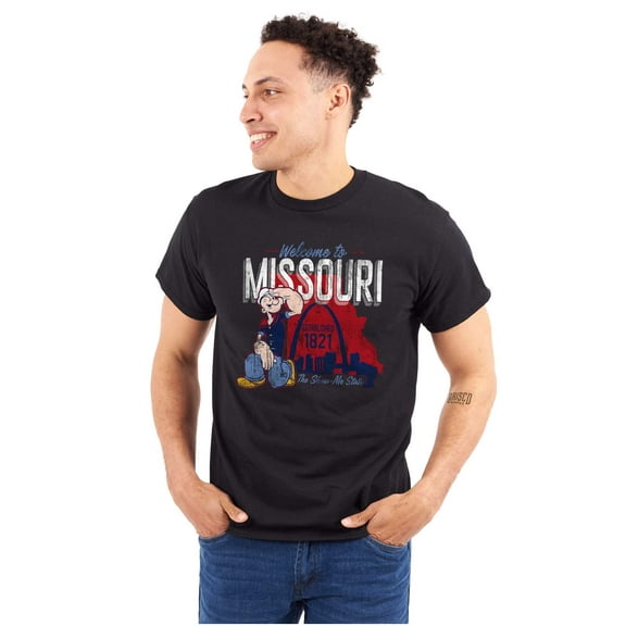 Popeye Missouri State MO Cartoon Men's Graphic T Shirt Tees Brisco Brands S