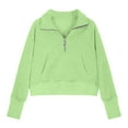 thumbnail image 6 of idosla Girls Half Zip up Sweatshirt Trendy Winter Cropped Long Sleeve Shirt Pullover Youth Preppy Tween Girl Cute Clothes (Light Green, 1-2 Years), 6 of 7