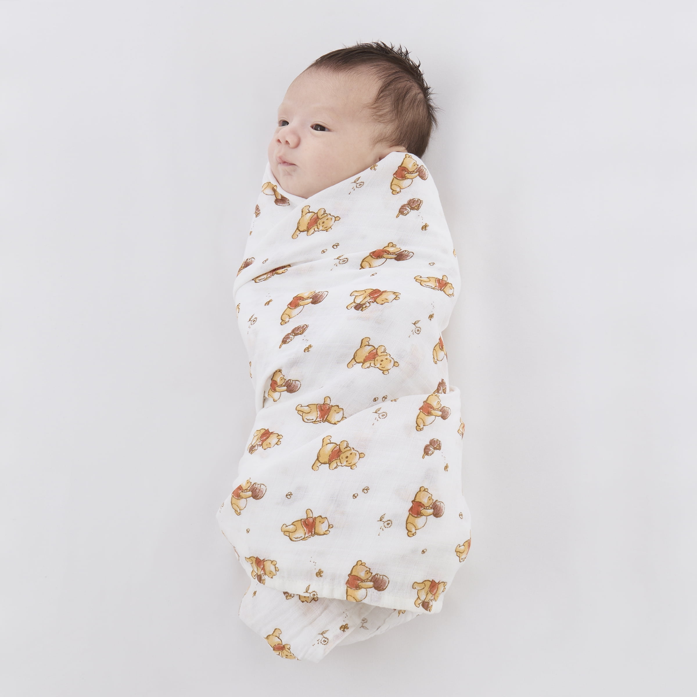 Disney Winnie the Pooh Ivory Cotton Muslin Swaddle Baby Blanket (2 count)