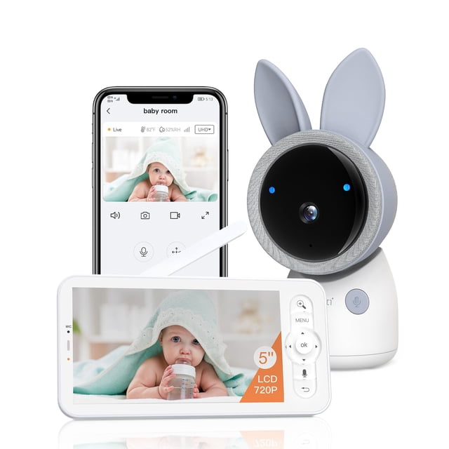 Monitor para bebés ARENTI 4MP 2.4G y 5G WiFi con cámara, luz nocturna