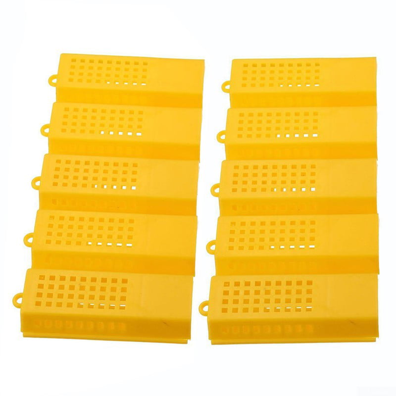 10X Extended Queen Bee Cage Catcher Trap Case Plastic Beekeeping Tool Yellow 