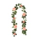 thumbnail image 1 of Guirnalda de eucalipto artificial con flores, guirnalda de vegetación floral sintética para centro de mesa de boda, fiesta, ceremonia, telón de fondo, decoración de arco, 1 of 8