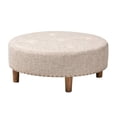 thumbnail image 1 of Baxton Studio Ottomane de Table Basse en Tissu Capitonné et Bois, Beige, 1 of 7