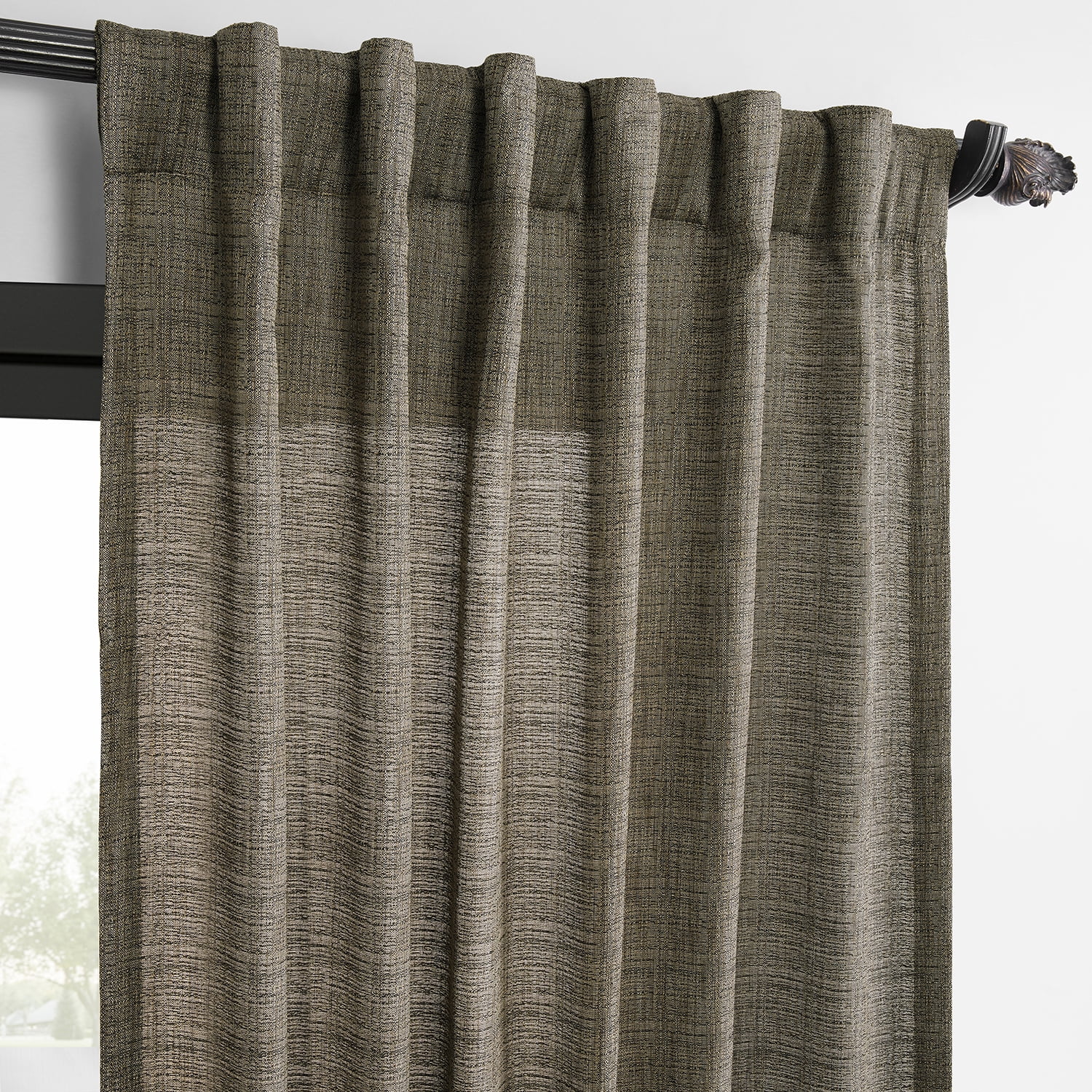 Half Price Drapes Dark Grey Raw Linen Weave Light Filtering Curtains for Bedroom (2 Panel), 50W X 96L