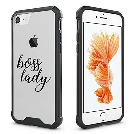 For Apple iPhone Clear Shockproof Bumper Case Hard Cover Boss Lady (Black For iPhone 6 Plus / 6s Plus)