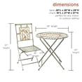 thumbnail image 4 of Alpine Corporation Birding Outdoor Patio Bistro Set, Metal 3-Piece Set, Silver, 4 of 12