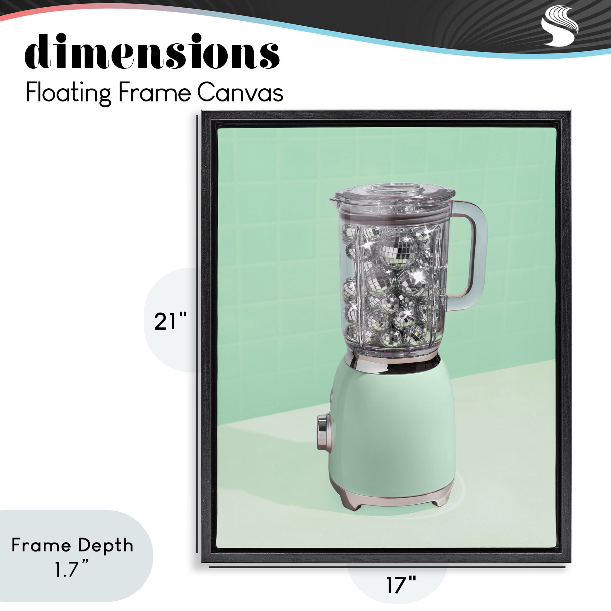 Stupell Industries Disco Drink Blender over Green Black Framed Floater Canvas Wall Art, design by LISH Creative